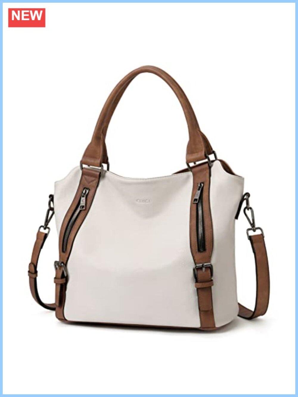 Large Vegan Leather Hobo Bag Multi Pocket Shoulder Crossbody Purse
